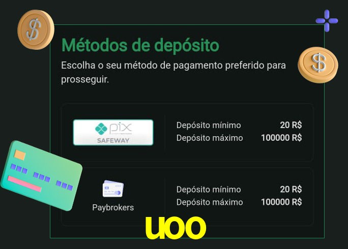O cassino uoo oferece uma grande variedade de métodos de pagamento